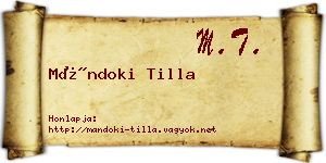 Mándoki Tilla névjegykártya